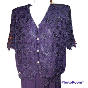 Jeffrey and Dara 2 piece navy evening pant suit.